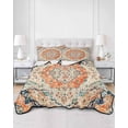 thumbnail image 3 of Quilts Twin Size, Orange Beige Boho Soft Comforter Bedding Set for Bed, Vintage Ethnic Abstract Art Floral Lightweight Quilted Bedspread with Pillow Cover(2 Pieces) for All Season, 68x86 Inch, 3 of 6