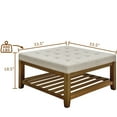 thumbnail image 4 of Square Upholstered Tufted Linen Ottoman Coffee Table with Open Storage, Large Oversized Footrest with Beech Wood Shelf and Frame for Living Room Office Bedroom, Ivory, 4 of 6