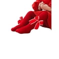 thumbnail image 6 of Inevnen Christmas Infant Baby Girls Bow Ribbed Red Pantyhose Toddler Girls Stretch Mid-Rise Tights, 6 of 7