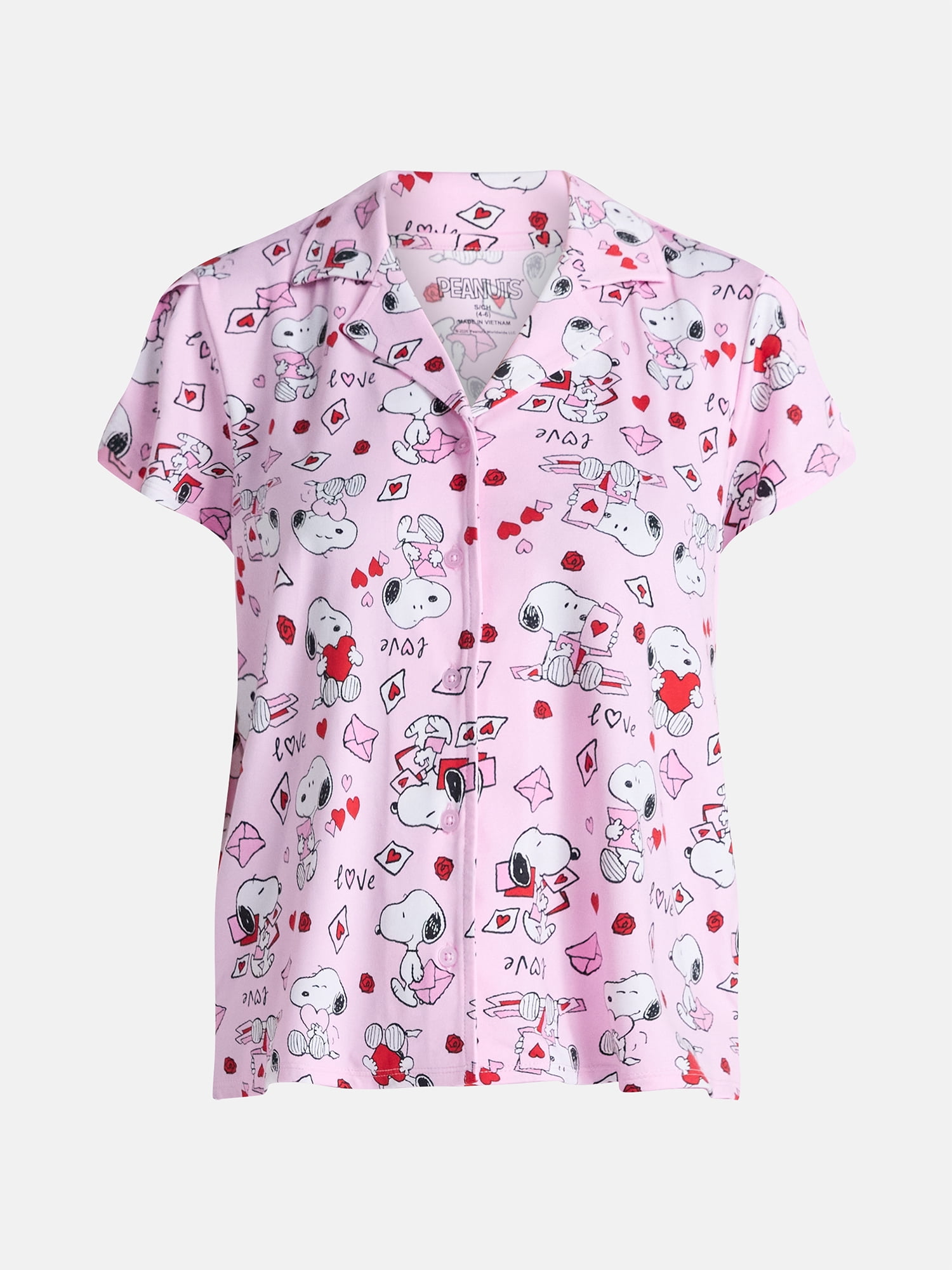 Peanuts Women's Valentine's Day Shorty Pajama Set, 2-Piece, Sizes XS-3X