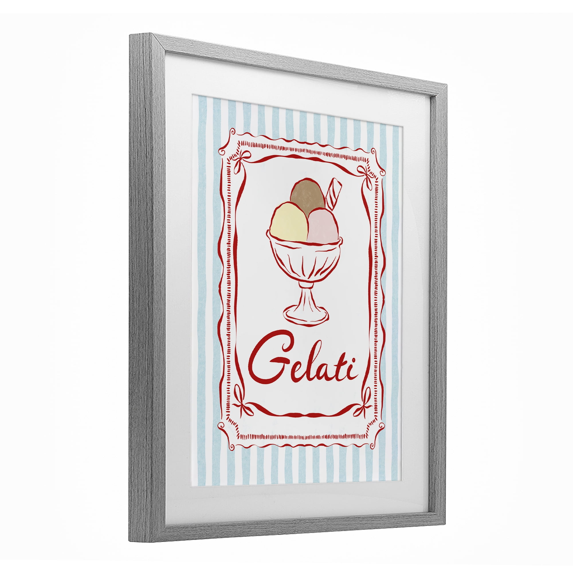 Stupell Industries Italian Summer Gelati Gray Framed Print Under Glass, design by Miriam Wood