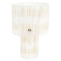 SAFAVIEH Elara 25 in. Coastal White Rattan Table Lamp with White Shade