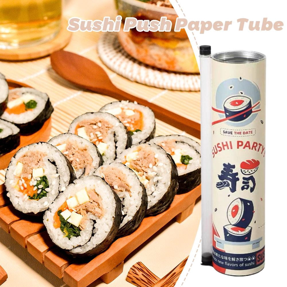 4-Pack Sushi Push Pops Containers, Robust Food-Grade Paper Sushi Tubes with Leak-Proof PVC Lining, Resilient Portable Sushi Roller Dispensers for Parties & Picnics, 8.4-Inch