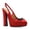 Red, variant on Women Round Toe Platform Slip On Pumps Bows Slingback Strap Buckle Block High Heels Evening Dress Prom Shoes Size 7 Red