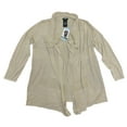 thumbnail image 4 of Premise Women's Long Sleeve Open Front Drape Knit Cardigan w/ Pointelle Details (Stone Manor, XXL), 4 of 5
