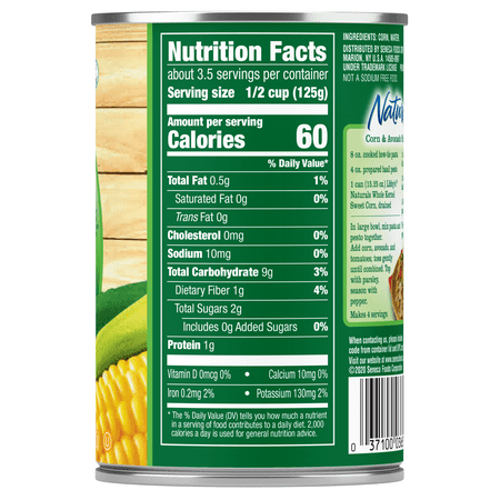 Libby's Naturals No Salt & No Sugar Added Whole Kernel Sweet Corn, 15.25 oz Can