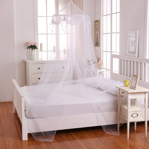 Buttons and Bows Bed Canopy with Collapsible Hoop for Kids