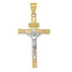 14k Jaune and Or Blanc Deux Tons INRI Crucifix Pendentif Longueur 44mm – image 1 sur 2