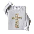 thumbnail image 5 of Ink-Printed Image NOT Quilt - He Is Risen Cross Sweatshirt for Women Easter Pullover Gray Sweatshirt Adult Medium, 5 of 8