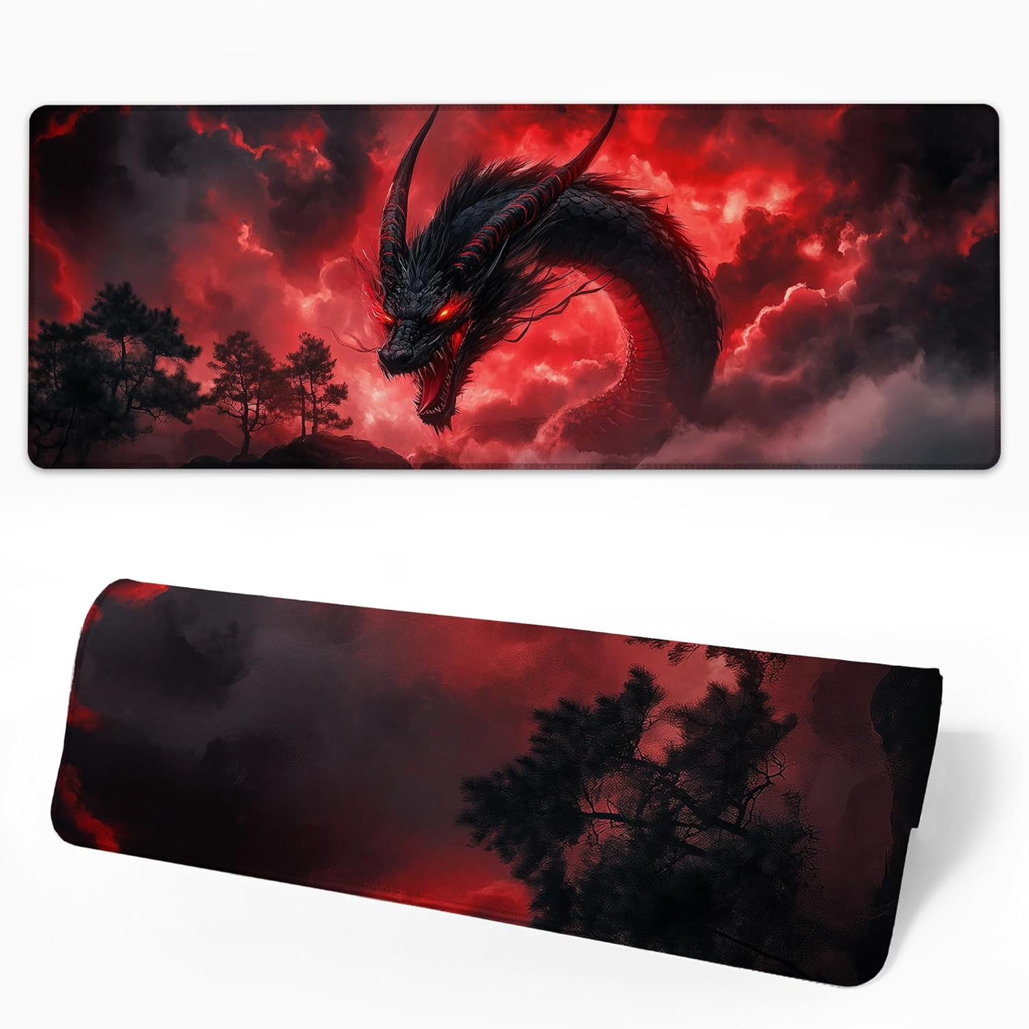 Desk Pad Anime Street Desk Mat for Keyboard and Mouse, Large XXL Gaming Mouse Pad with Stitched Edges for Work Game Office, 35.43 x 15.75 in