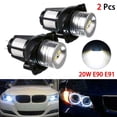 thumbnail image 1 of Kit de conversión automática de faros delanteros LED Angel Eyes de 12 W con halo, sin errores, luces de posición CanBus, 6000 K, xenón blanco, E90/E91, sedán y camioneta., 1 of 5