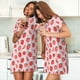 thumbnail image 4 of Fotbe Strawberry Bata de Dormir para Mujer con Estampado, Camisón de Algodón de Manga Corta, Ropa de Dormir Casual, 4 of 6