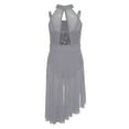 thumbnail image 3 of Aislor Sheer Mesh Skirted Leotard for Girls Asymmetrical Lyrical Dance Dress Ballerina Outfit Sequin Bodice Grey 12, 3 of 6