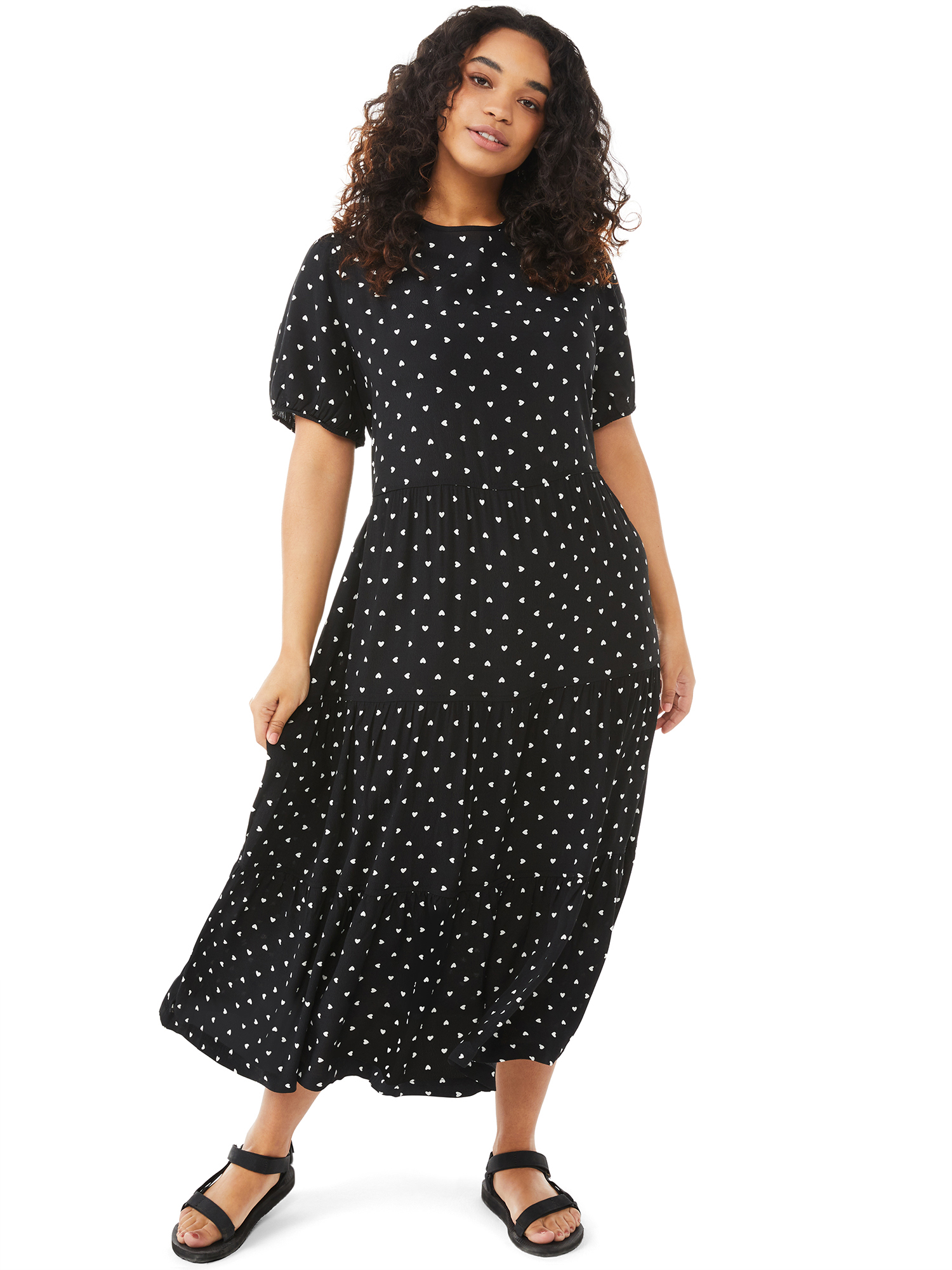 Free Assembly Women's Short Sleeve Tiered Maxi Dress - image 2 of 6