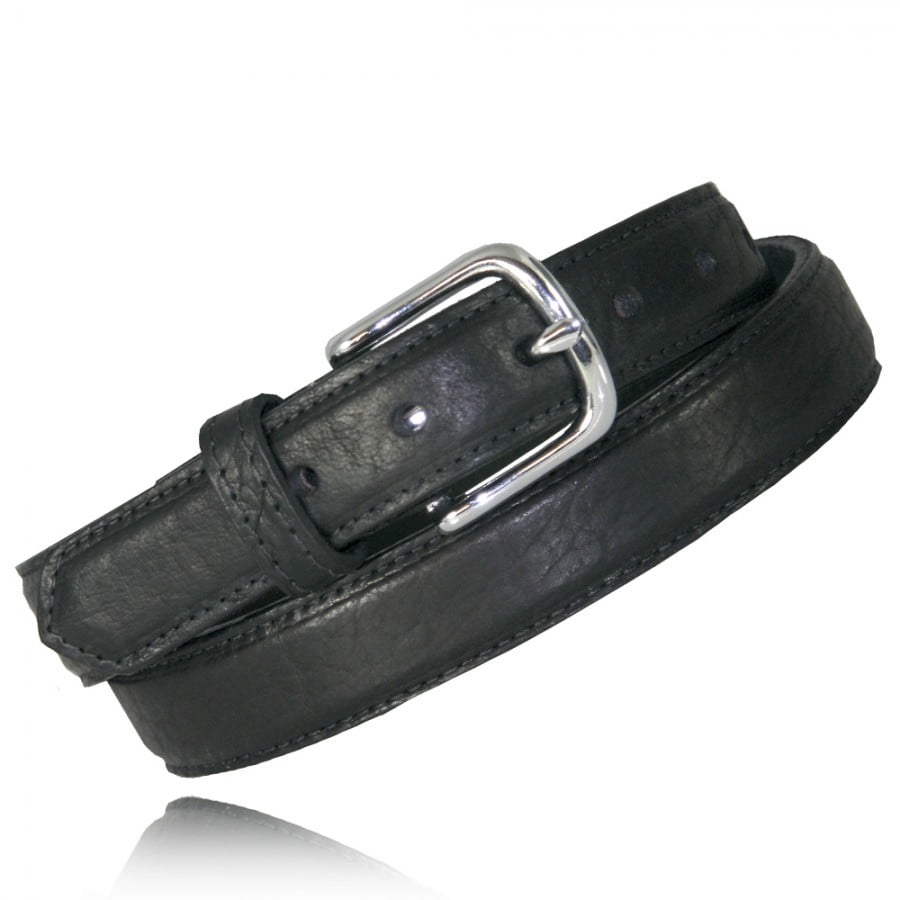 TheBeltShoppe.com 1.25” Men’s Buffalo Leather Dress Belt – Handcrafted In USA, Distressed Brown/Black, Zinc Buckle