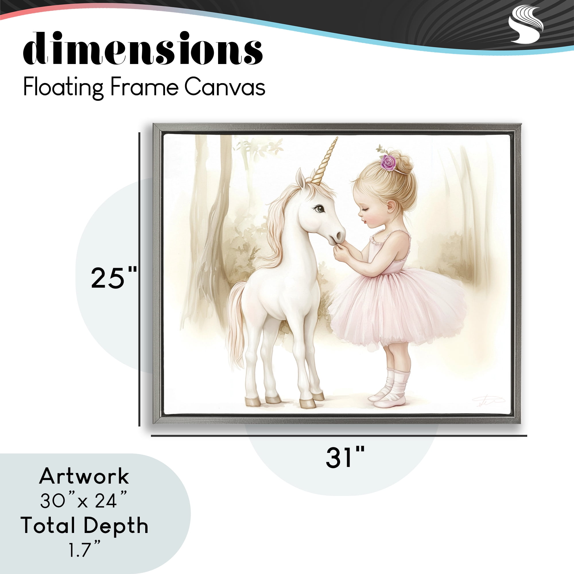 Stupell Industries Girl & Unicorn Friendship Gray Framed Floater Canvas Wall Art, design by Whimsical Wonders