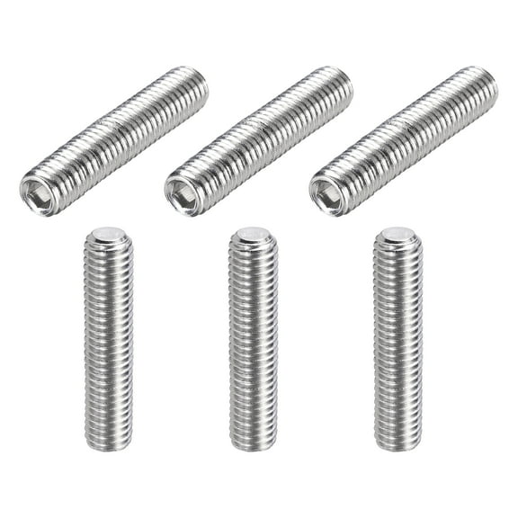 6 Pcs M8-1.25 x 45mm Grub Screws, 304 Stainless Steel Cup Point Allen Head Screws Internal Hex Socket Drive