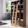 7 ft Rolling Library Ladder, Sturdy Wood Step and Buildin Handrail