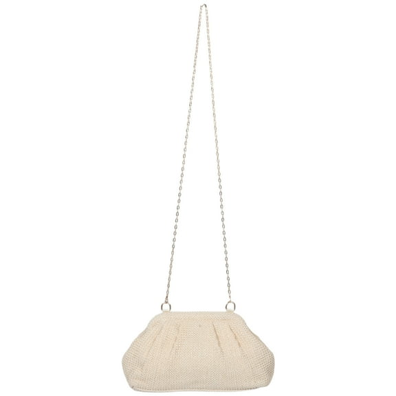 AURARMLET Small Beige Woven Handbag Stylish Knitted Clutch Purse for Elegant Formal Parties