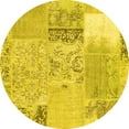 thumbnail image 1 of Ahgly Company Indoor Round Patchwork Yellow Transitional Area Rugs, 6' Round, 1 of 4