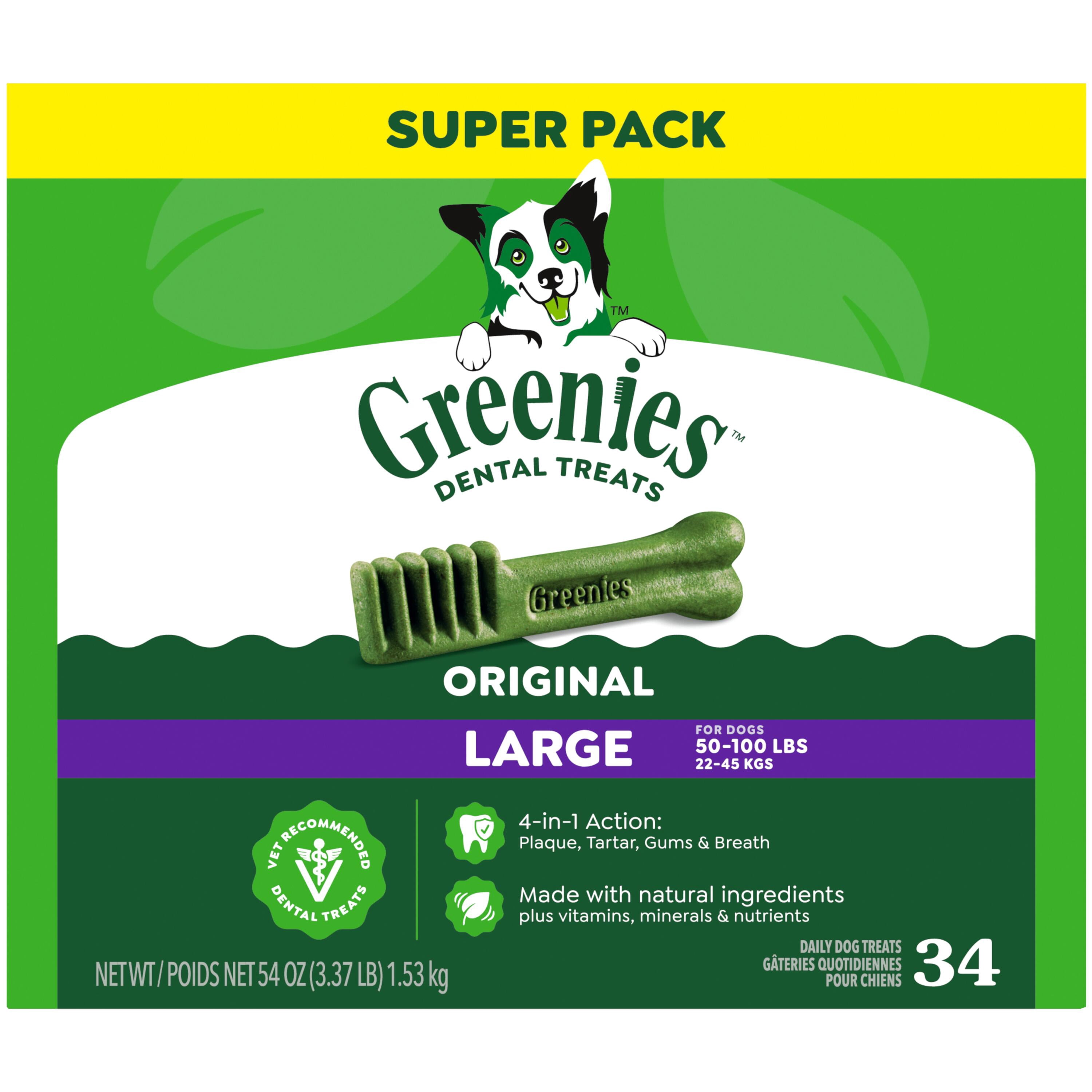 (6 pack) Greenies Original Flavor Adult Natural Dental Dog Treats Large Size, 54 oz Pack (34 Count)