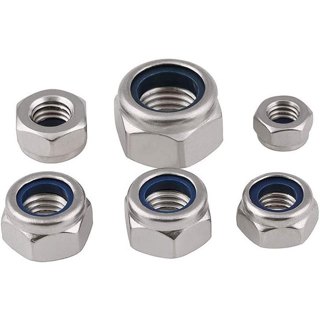 Tuerca de seguridad de nailon M2.5 (2,5 mm), tuercas hexagonales, tuercas de seguridad antisueltas autoblocantes en acero inoxidable 304 Ormromra XDWJ-139-7