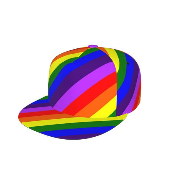 Men Women Gay-Pride Flag Flat Bill Hip Hop Visor Snapback Hat Adjustable Baseball Cap