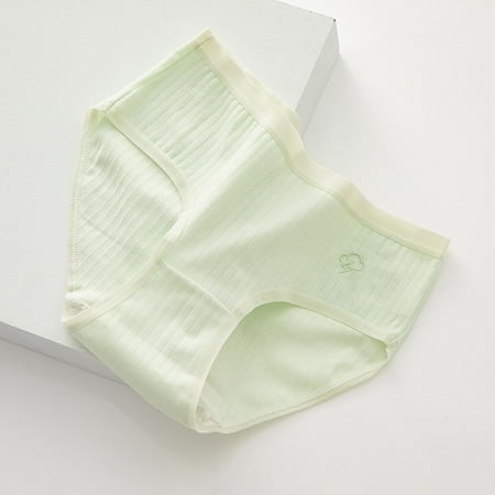 

New Middle Waist Knickers Briefs Solid Color Underpants Cotton Panties Underwear Traceless Panties GREEN L