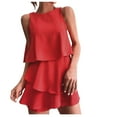 thumbnail image 2 of Mqqzkk Womens Romper Skort Casual Summer Trendy Jumpsuit Sleeveless Ruffle Beach Short Jumpsuit with Pockets Red M, 2 of 6