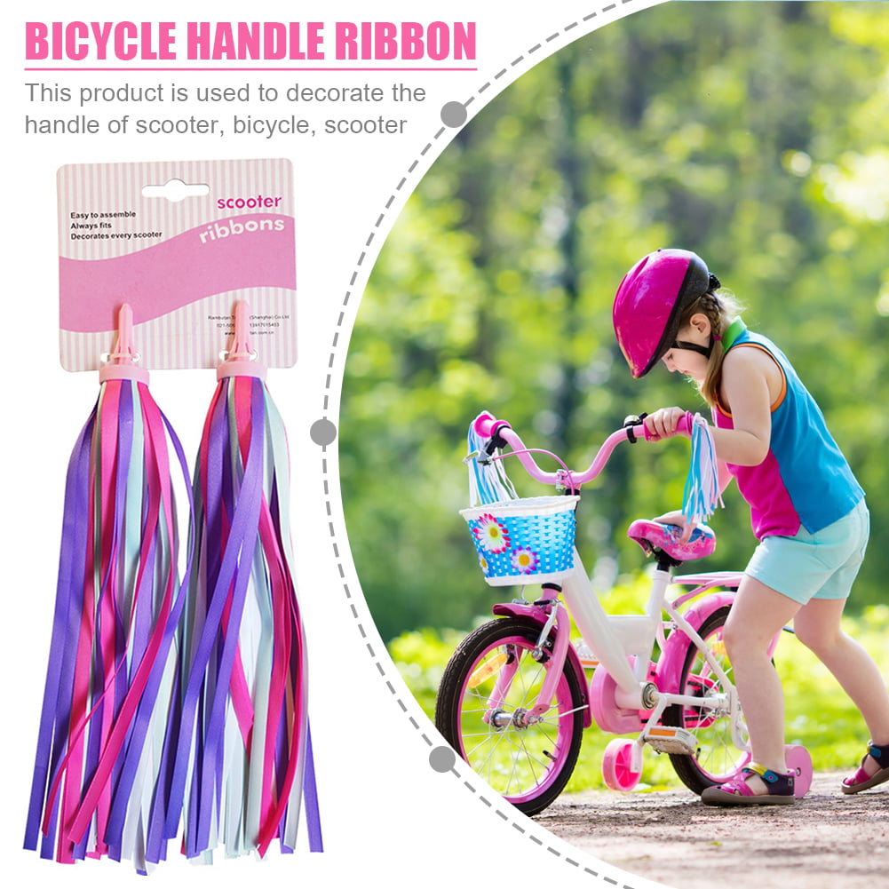 2pcs Bicycle Handlebar Colorful Tassel Streamers Kids Scooter Bike Ribbon E 