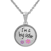 Girls’ Stainless Steel “I’m A Big Sister” Pendant Necklace with Chain