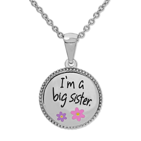 Girls’ Stainless Steel “I’m A Big Sister” Pendant Necklace with Chain