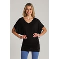 thumbnail image 2 of BAIEBLEUE GLOBAL Women's Solid Butterfly Short Sleeve V Neck Dolman Top Black M, 2 of 4