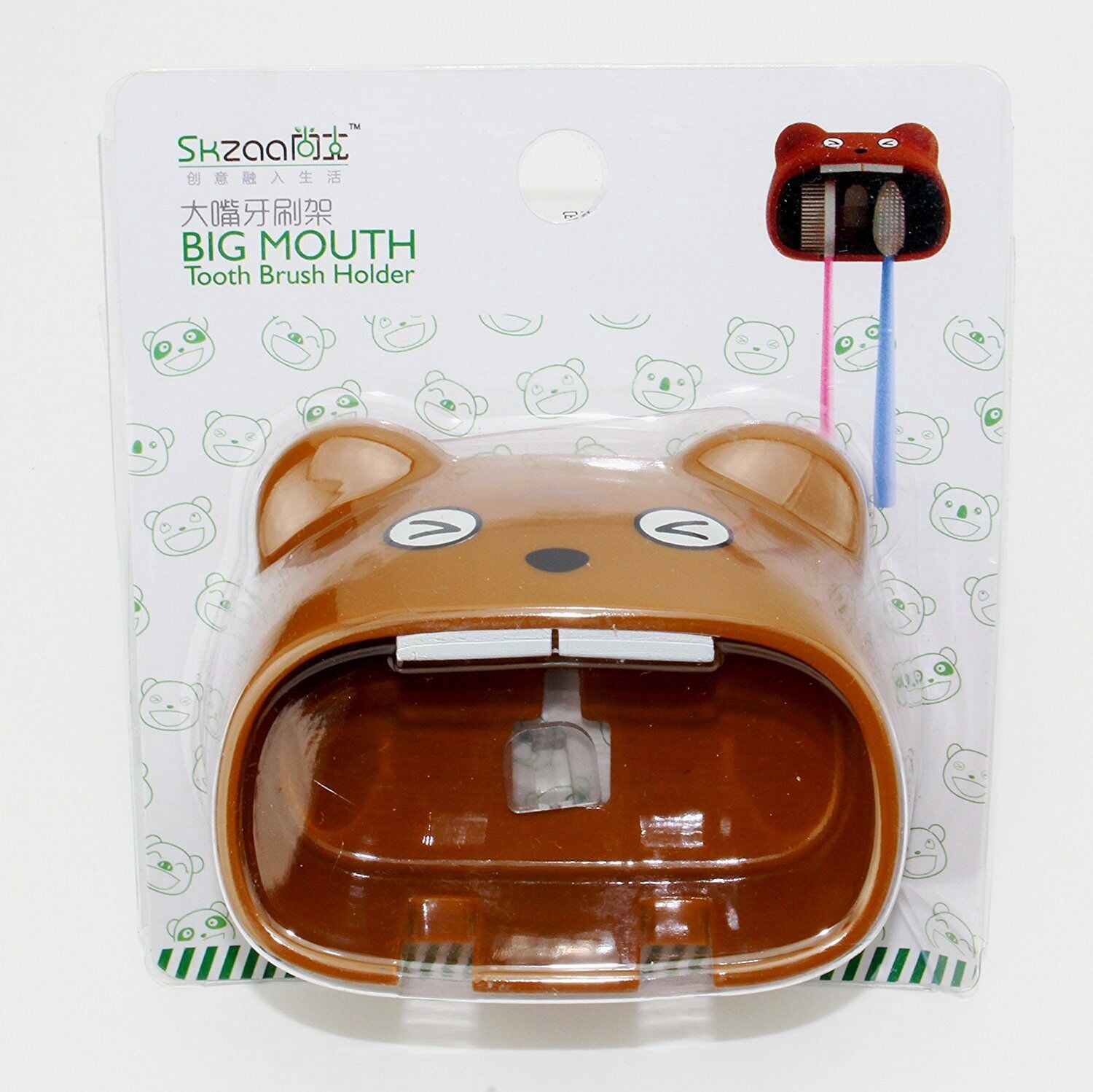 Super Cute Mouth Bear Style Toothbrush Holder Color Brown LS02090