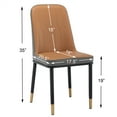 thumbnail image 6 of Dining Chair Set of 2, Modern PU Leather Upholstered Dining Room Chairs with High Back and Metal Gold Plated Legs, Comfy Accent Chair Breakfast Chairs for Living Room Kitchen Island Bedroom, Brown, 6 of 6