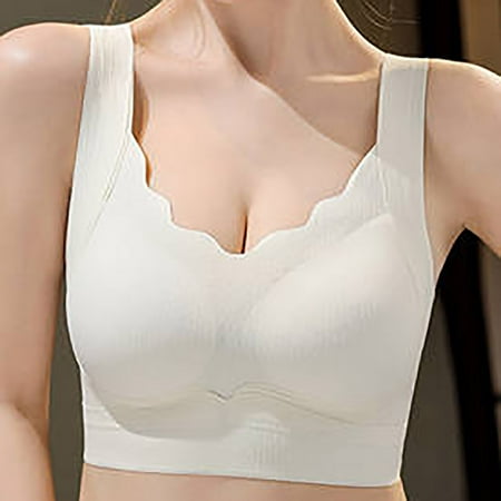 Seasonal Savings  Women s Seamless Tank Top  Lifting Bra  Thin Collection  Underwire Bra  Sports Bra  Workout Top  Supportive Bra  Seamless Bra  Wireless Bralette Bra | White M  Sopatenor