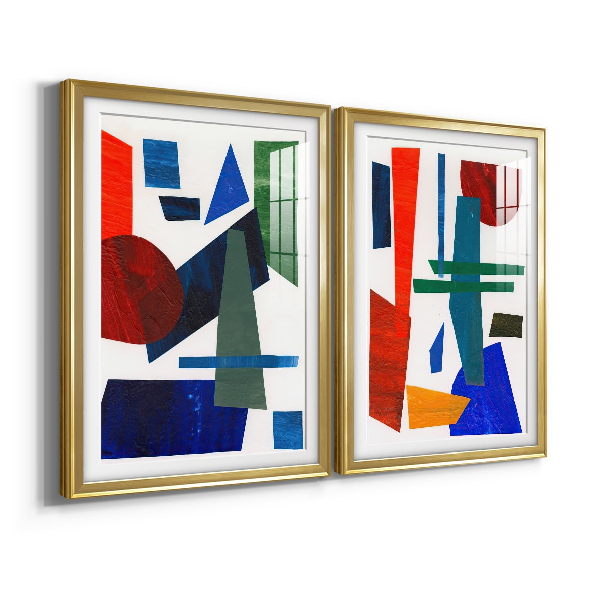 Wexford Home Colorful Shapes III Premium Framed Print, 18.5" x 24.5" - Ready to Hang, Gold (Set of 2)