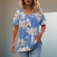 thumbnail image 6 of vigerkar Womens Summer Tops Tunics Casual Short Sleeve Shirts Loose Fit Blouses (Sky Blue, M), 6 of 9