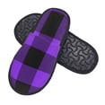 thumbnail image 2 of Balery Purple Buffalo Plaid Slient Indoor Furry Fleece Comfort House Shoes Soft Non-Slip Home Shoes Cotton Slippers House Slippers-- Large, 2 of 9