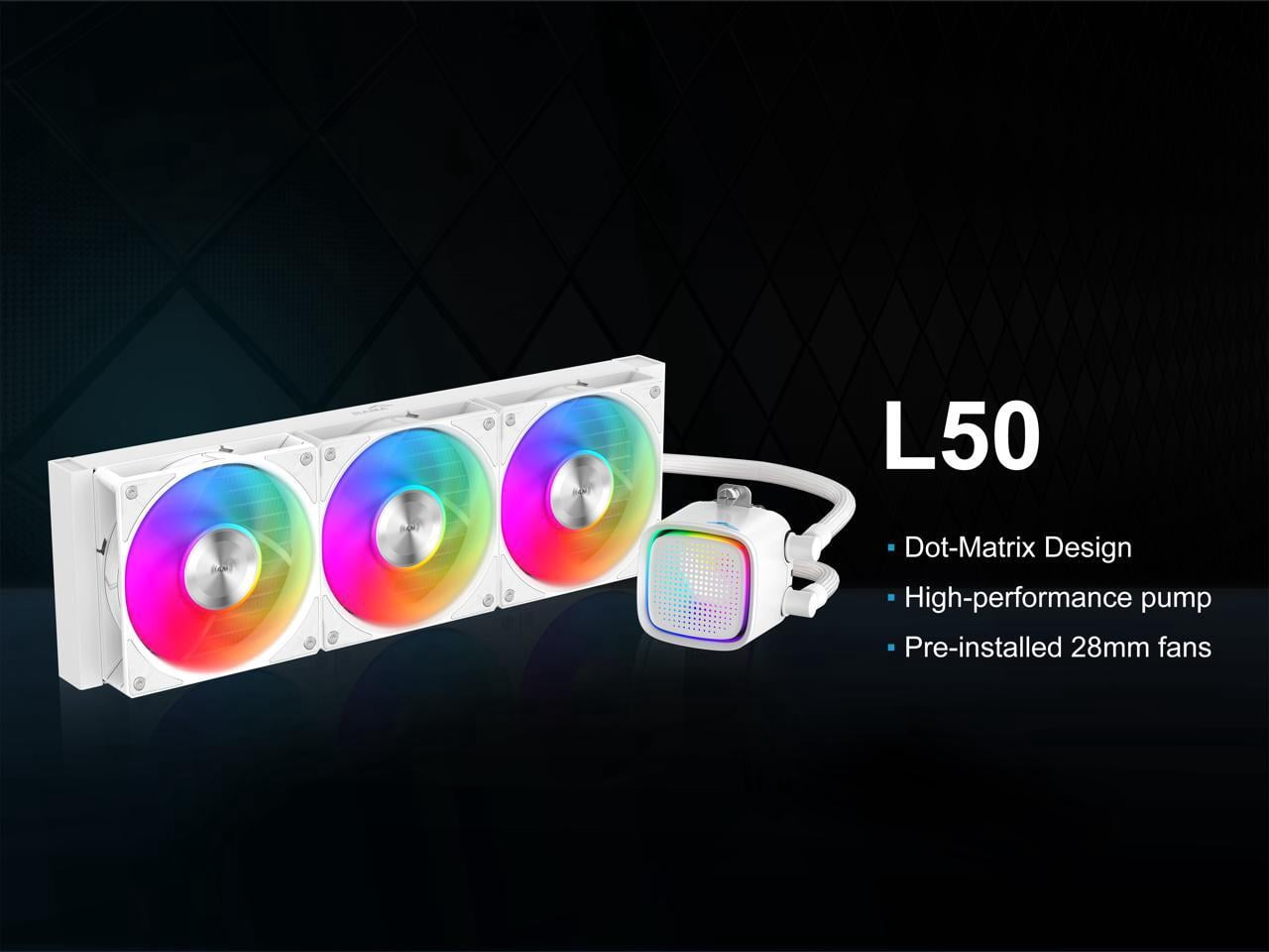 SAMA L50 360mm Liquid CPU Cooler AIO Cooler with ARGB Infinity Mirror Effect 3x120mm ARGB Light Sync with Motherboard PWM 28mm Fans Low-Noise for AMD:AM4 AM5/Intel LGA 1700/1150/1151/1200/1851
