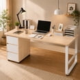 thumbnail image 3 of Escritorio para Computadora con 3 Cajones, Mesa de Oficina Minimalista con Patas Reforzadas y Amplio Espacio, Ideal para Estudio, Gaming y Trabajo, 3 of 8