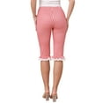 thumbnail image 3 of Gingham Pants for Women Low Waist 3/4 Knee Length Cropped Capri Leggings S Red, 3 of 6