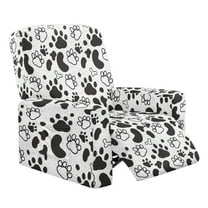 Renewold Paw Cow Print Recliner Chair Cover Machine Washable Dog Cat Puppy Footprint Recliner Sofa Slipcover 4 Pcs Universal Reclining Couch Cover with Pocket for 1 Cushion Reclining Sofa