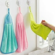 Aofa Kitchen Bathroom Hanging Coral Velvet Towel Cleaning Water Drying Hand Towel