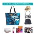 thumbnail image 6 of Pofeuu Blue Iceberg Leaf Wolf Print Reusable Grocery Bags - Washable, Foldable, Packable Tote, Large Handles, Heavy Duty, Zippered Top Pouch, 6 of 8