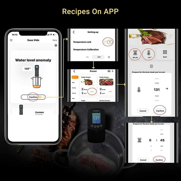 WiFi Sous Vide Machine ISV-101W-INKBIRD 1000 Watts Sous Vide Cooker Thermal  Immersion Circulators 3D Water Circulation Heating with App Preset and  Machine Recipes, Pre-alarm