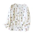 thumbnail image 2 of Pijama de manga larga para mujer, estilo informal, con estampado a cuadros, cuello en V, botones y bolsillo, de poliéster., 2 of 3
