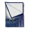 thumbnail image 2 of Christmas Soft Flannel Fleece Throw Blanket, Winter Season Snowman Xmas Tree Santa Sleigh Moon Present Boxes Snow and Stars, Cozy Plush for Indoor and Outdoor Use, 70" x 90", White Blue, by Ambesonne, 2 of 5