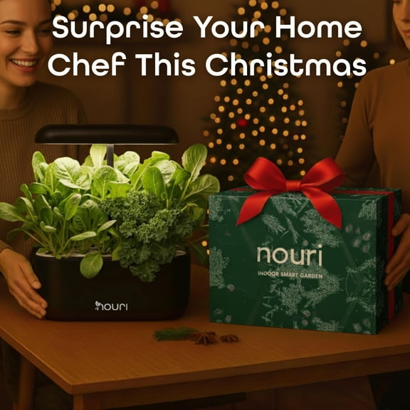 Nouri 7 Pod Smart Garden for Home Cooks with Heirloom Basil | Hydroponics Growing System Kit | LED Grow Lights | Indoor Gardening System | Herb Garden Planter Indoor Kit | Gifts for Women & Men