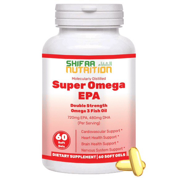 Halal Fish Oil Softgels 60 Ct, Double Strength - Halal Omega 3 Fish Oil Supplements. Wild Caught